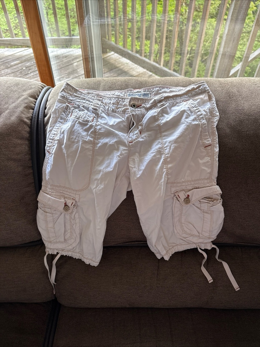 Y2K Polo Jeans Company Ralph Lauren Cargo Shorts Wmns 4 Ivory Baggy Gorpcore